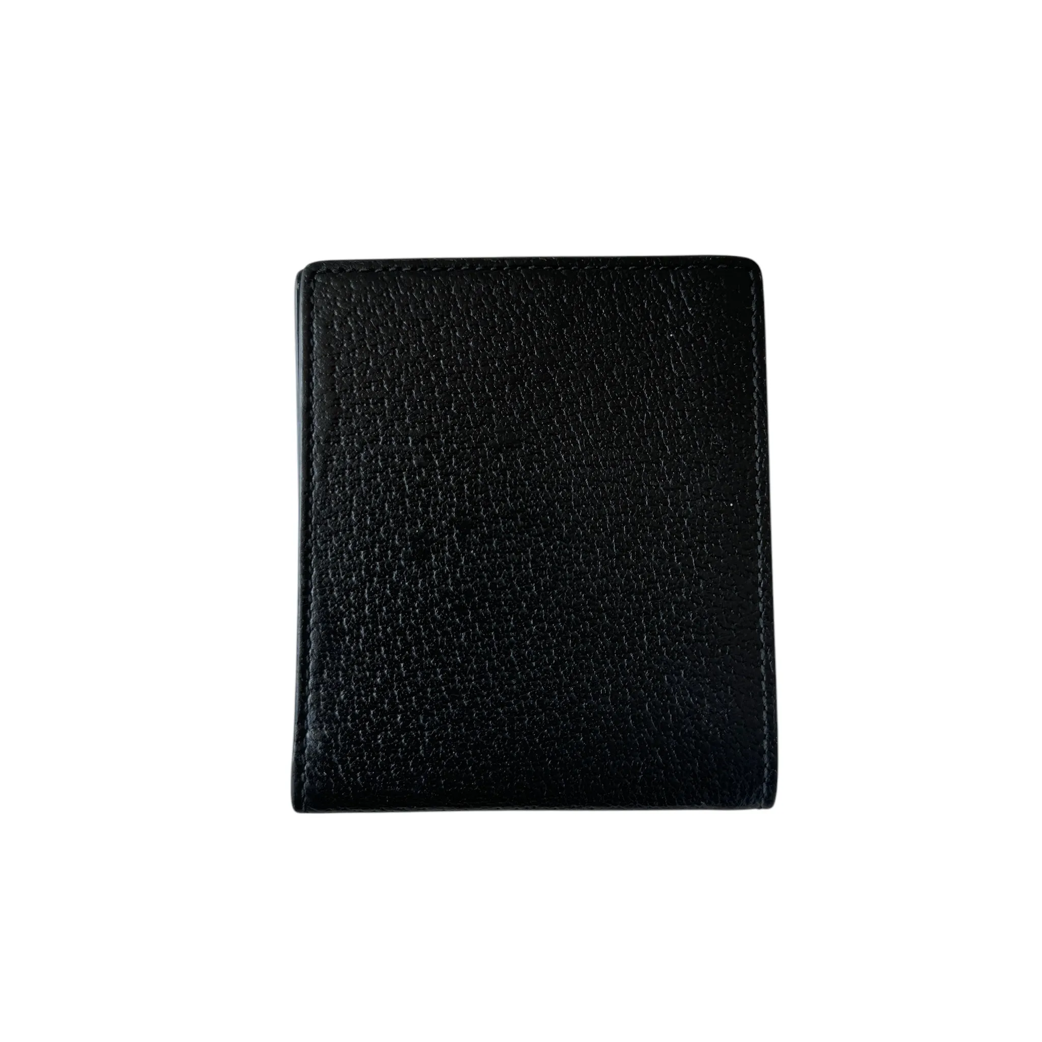 PRE-OWNED Black Grained Leather GG Marmont Short Wallet
