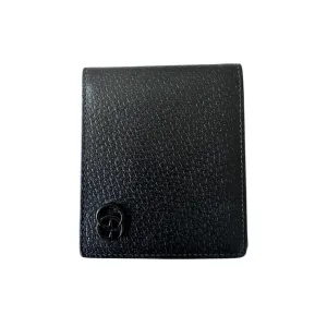 PRE-OWNED Black Grained Leather GG Marmont Short Wallet