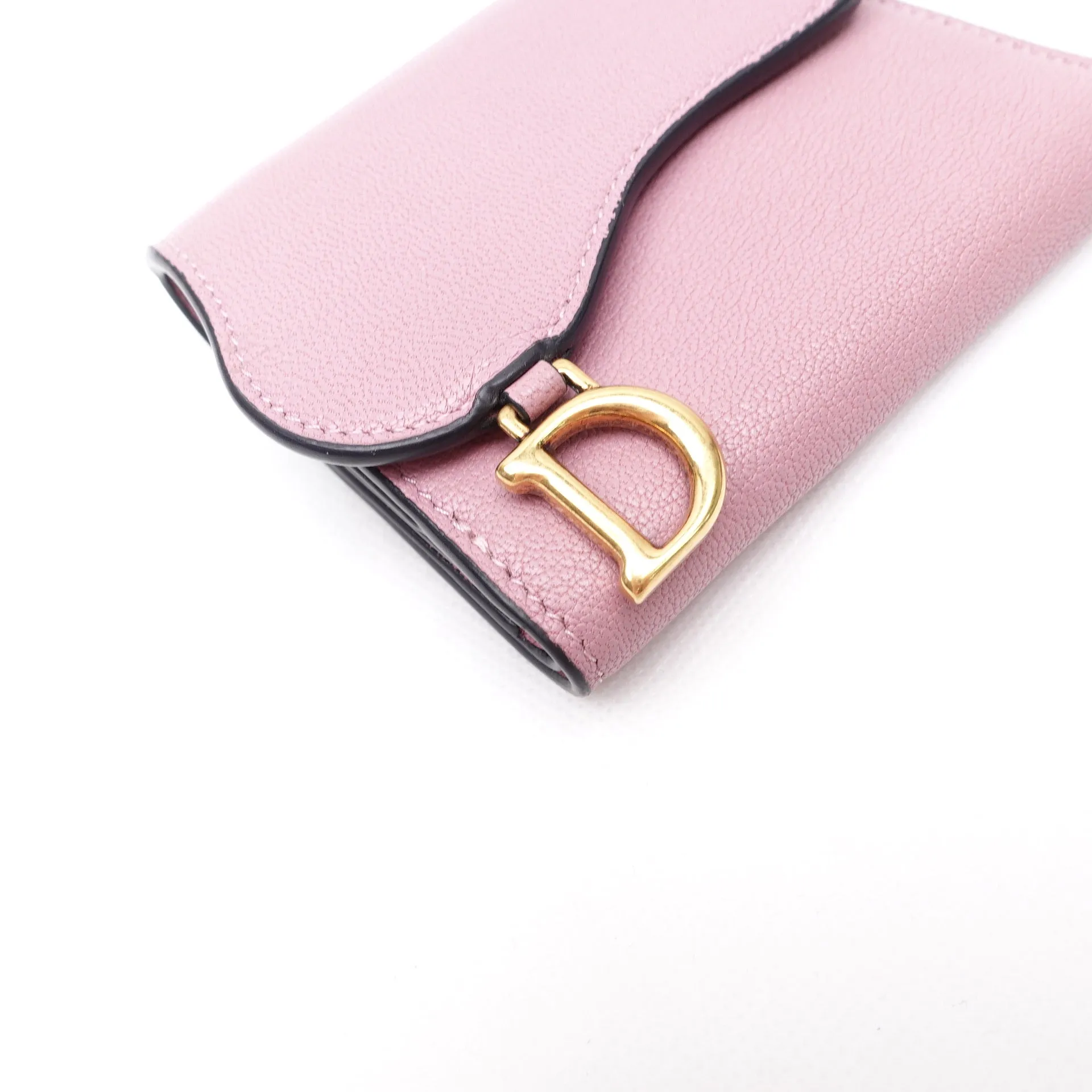 PRE-OWNED Pink Lotus Saddle Short Wallet