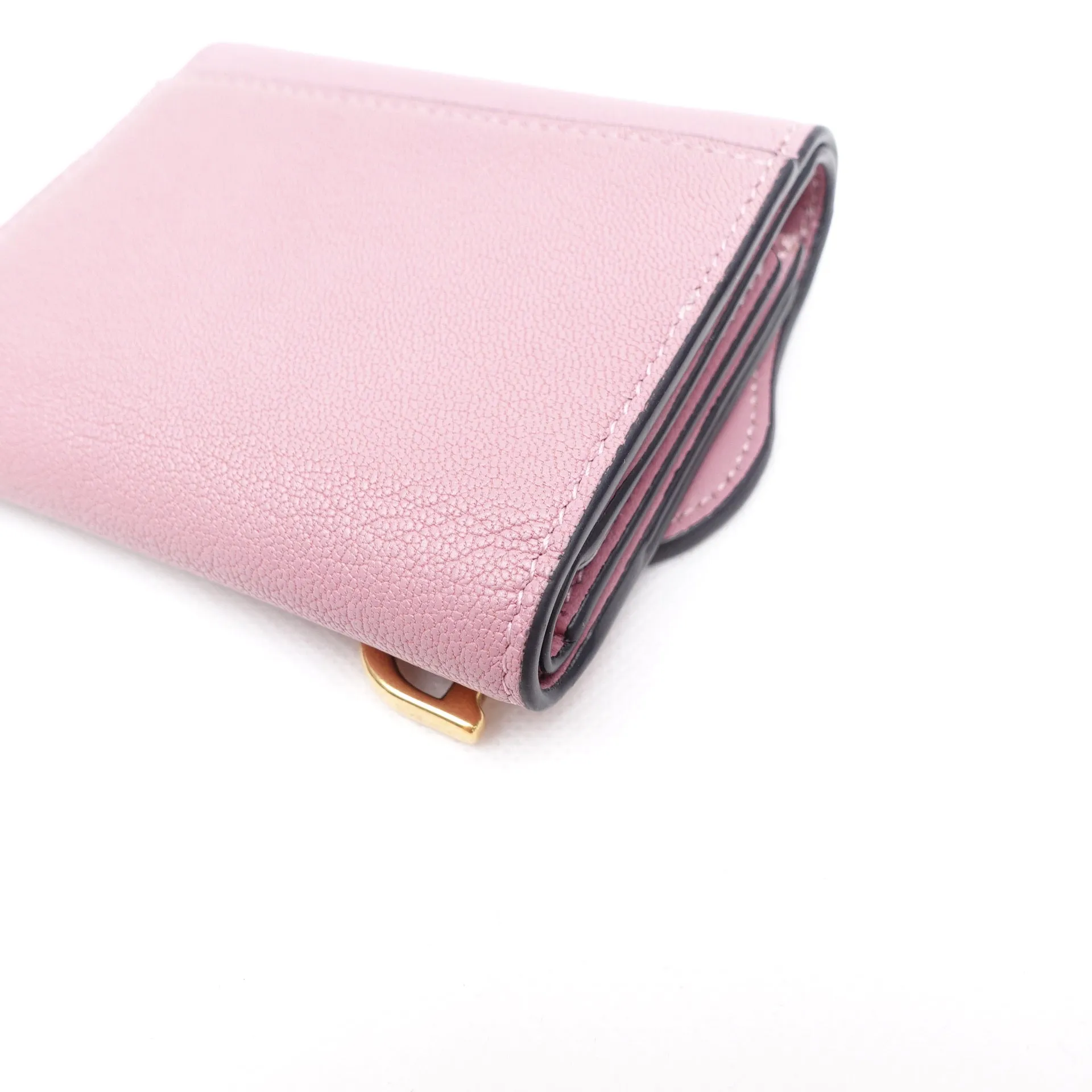 PRE-OWNED Pink Lotus Saddle Short Wallet