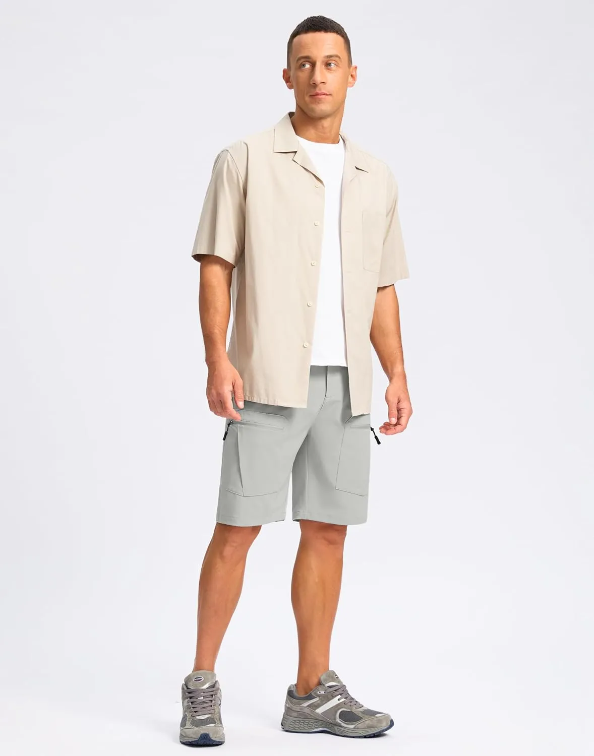 Pudolla Men's Hiking Cargo Shorts 9" Lightweight Stretch Travel Work Shorts for Men Outdoor Casual with 5 Pockets