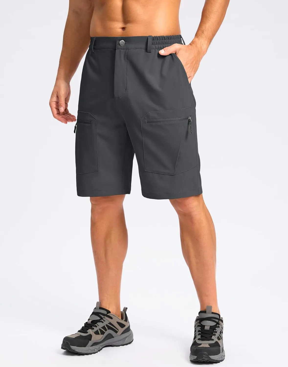 Pudolla Men's Hiking Cargo Shorts 9" Lightweight Stretch Travel Work Shorts for Men Outdoor Casual with 5 Pockets