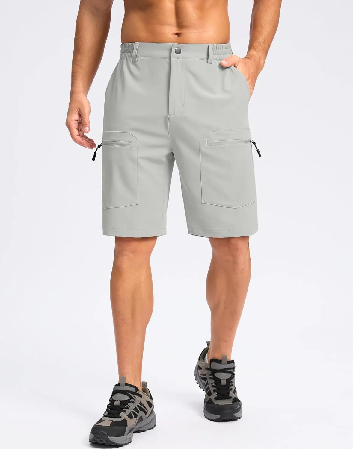 Pudolla Men's Hiking Cargo Shorts 9" Lightweight Stretch Travel Work Shorts for Men Outdoor Casual with 5 Pockets