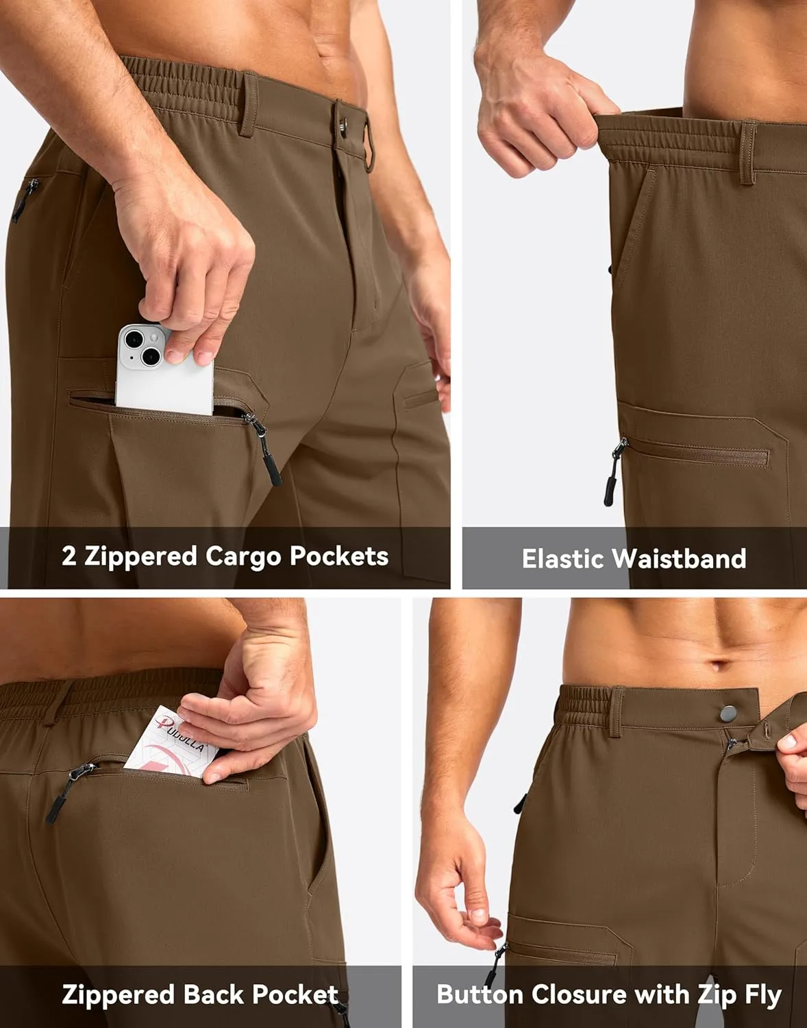 Pudolla Men's Hiking Cargo Shorts 9" Lightweight Stretch Travel Work Shorts for Men Outdoor Casual with 5 Pockets