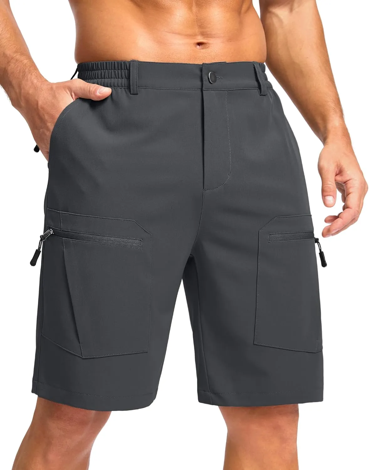 Pudolla Men's Hiking Cargo Shorts 9" Lightweight Stretch Travel Work Shorts for Men Outdoor Casual with 5 Pockets