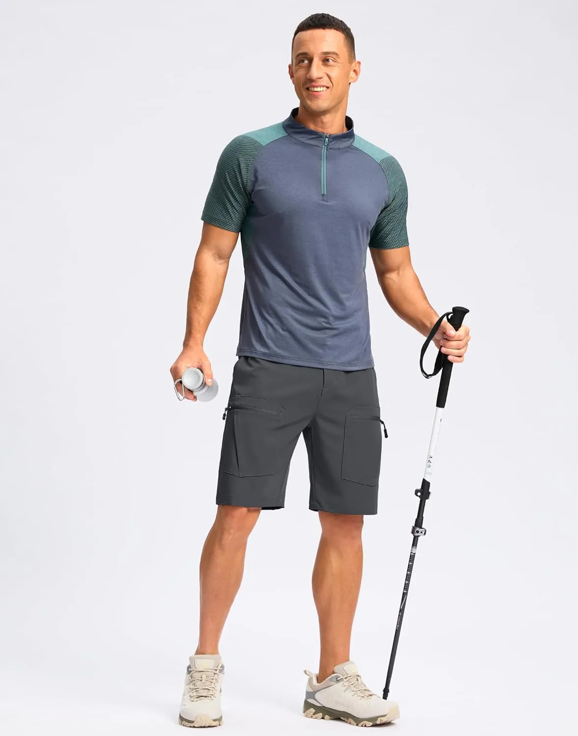 Pudolla Men's Hiking Cargo Shorts 9" Lightweight Stretch Travel Work Shorts for Men Outdoor Casual with 5 Pockets