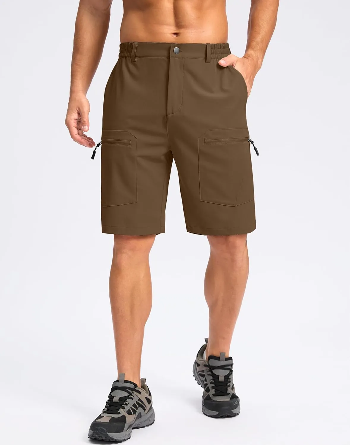 Pudolla Men's Hiking Cargo Shorts 9" Lightweight Stretch Travel Work Shorts for Men Outdoor Casual with 5 Pockets
