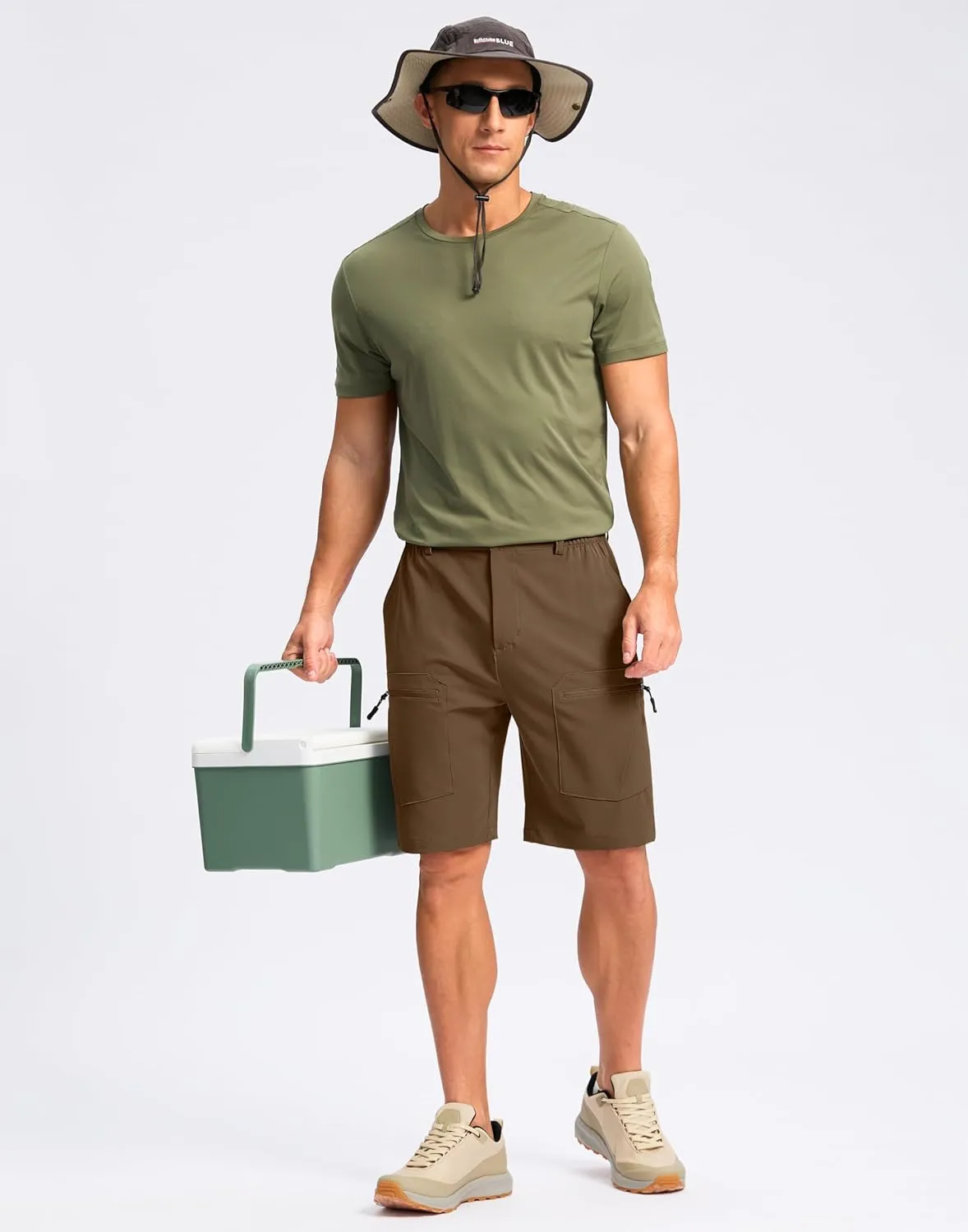 Pudolla Men's Hiking Cargo Shorts 9" Lightweight Stretch Travel Work Shorts for Men Outdoor Casual with 5 Pockets