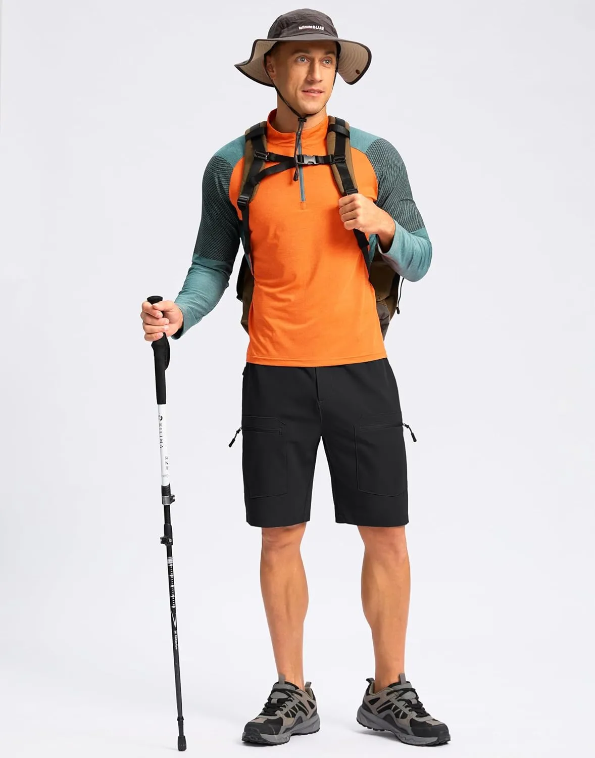 Pudolla Men's Hiking Cargo Shorts 9" Lightweight Stretch Travel Work Shorts for Men Outdoor Casual with 5 Pockets