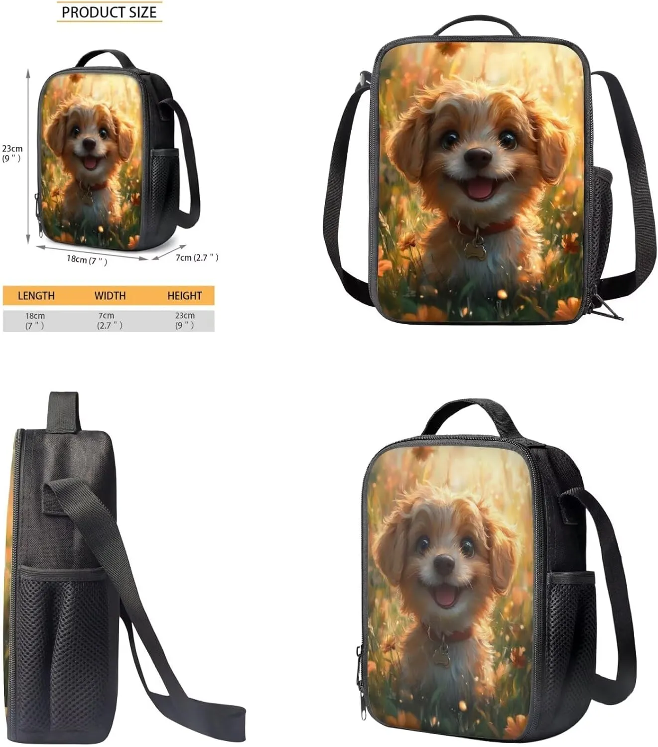 Puppy Backpack for Kids Ages 8-12 Kawaii Girls Bookbag Lunchbox Set 4 Piece Kids Backpack for Girls Elementary Kindergarten Preschool School Bag