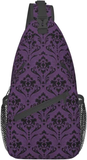 Purple Ornament Pattern Sling Backpack Chest Bag Crossbody Shoulder Bag Gym Cycling Travel Hiking Daypack For Men Women