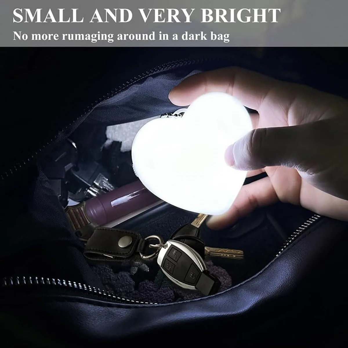 Purse Glow Heart Light, Heart-Shaped LED Purse Light – Automatic Sensor Handbag Light, Small Portable Glow Purse Light, Pc Touch Handbag Light, Best Gifts for Women Mother Friends(Star Heart Circle)