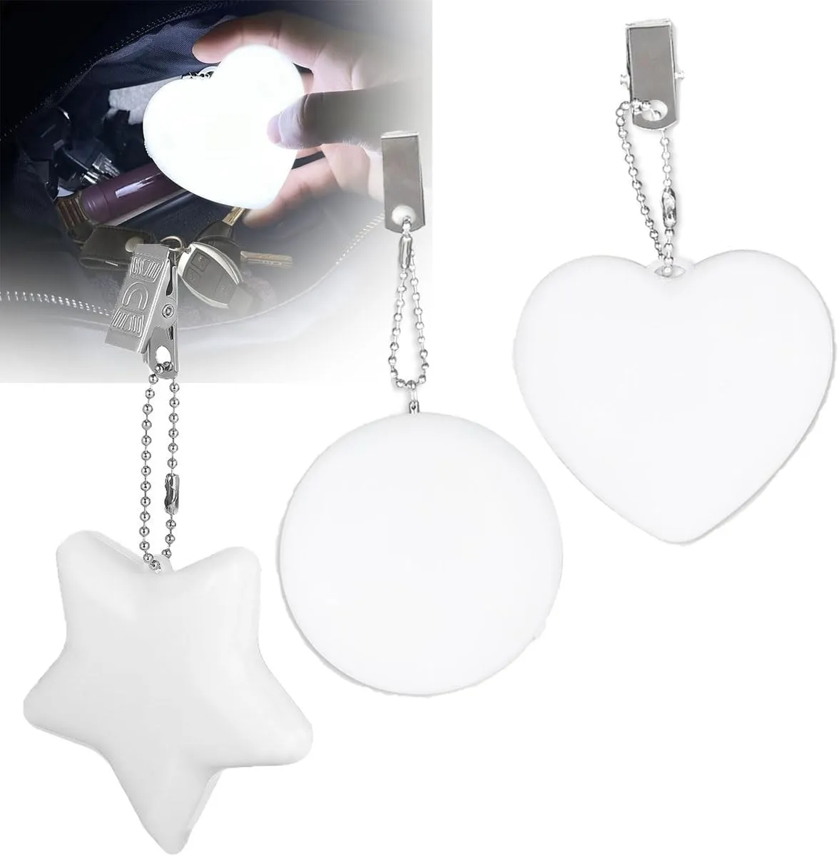 Purse Glow Heart Light, Heart-Shaped LED Purse Light – Automatic Sensor Handbag Light, Small Portable Glow Purse Light, Pc Touch Handbag Light, Best Gifts for Women Mother Friends(Star Heart Circle)