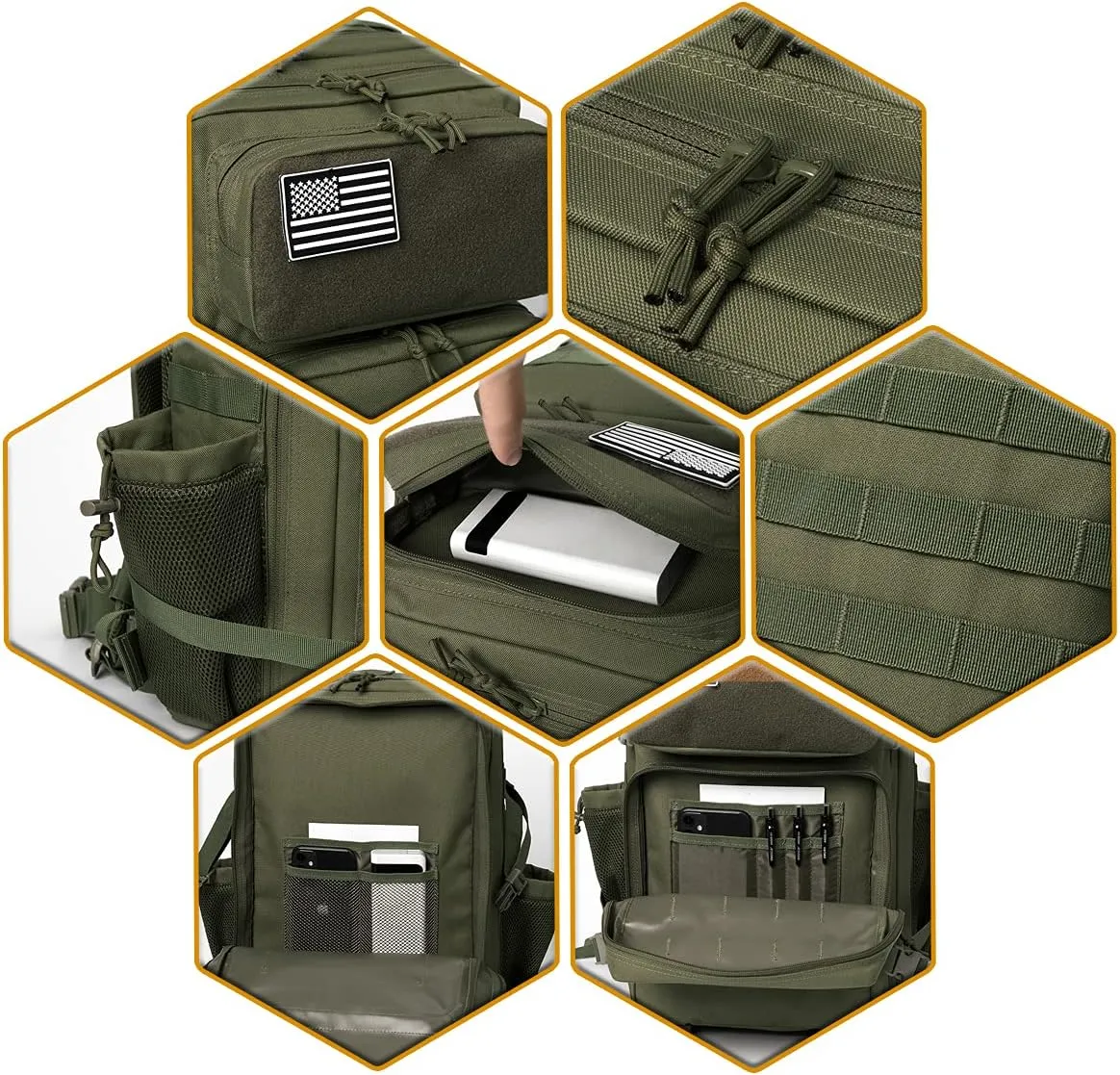 QT&QY 25L/35L/45L Military Tactical Backpack For Men Molle Daypack 3 Day Bug Out Bag Hiking Rucksack With Bottle Holder