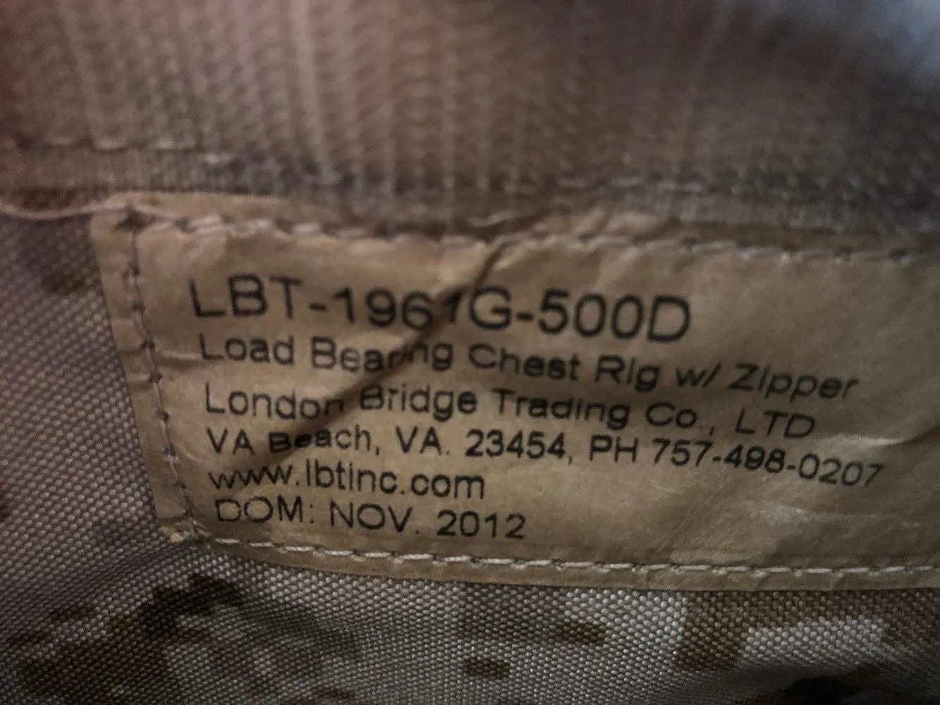 "NEW" London Bridge Old Gen LBT-1961G AOR1 Zipper Front Chest Rig SEAL DEVGRU NSW
