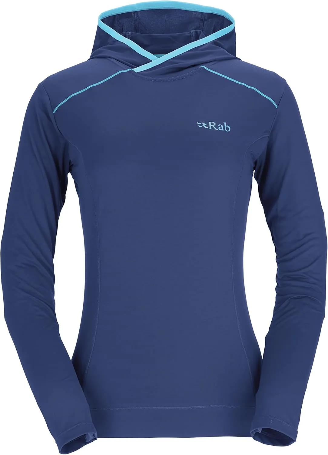 Rab Women's Force Hoody - Lightweight Long-Sleeve Hooded Baselayer Shirt for Hiking, Climbing, & Trail Running