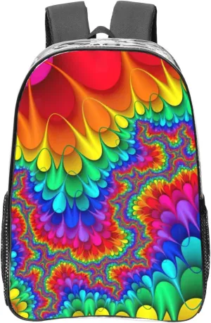 Rainbow Tie Dye-Red Print Large Clear PVC Backpack Men Women Suitable Bag Stadium Event Outdoor Sport Travel