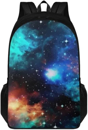 Rainbow Universe Galaxy Print Lightweight Hiking Travel School Bag for Men and Women, Colorful Starry Sky Pattern Carry On Backpack with Soft Shoulder Straps