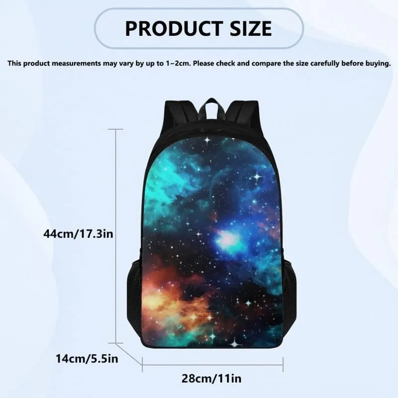 Rainbow Universe Galaxy Print Lightweight Hiking Travel School Bag for Men and Women, Colorful Starry Sky Pattern Carry On Backpack with Soft Shoulder Straps