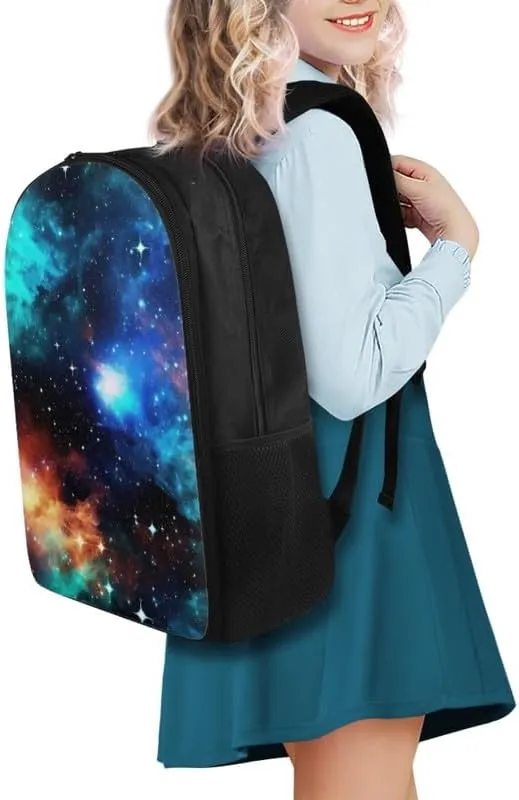 Rainbow Universe Galaxy Print Lightweight Hiking Travel School Bag for Men and Women, Colorful Starry Sky Pattern Carry On Backpack with Soft Shoulder Straps