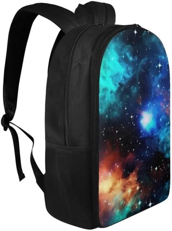 Rainbow Universe Galaxy Print Lightweight Hiking Travel School Bag for Men and Women, Colorful Starry Sky Pattern Carry On Backpack with Soft Shoulder Straps