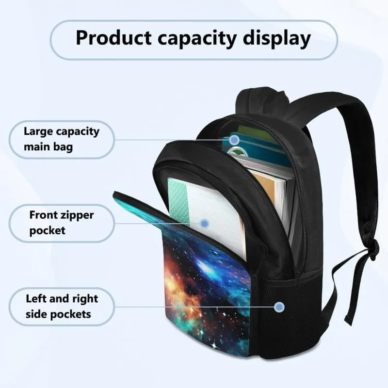 Rainbow Universe Galaxy Print Lightweight Hiking Travel School Bag for Men and Women, Colorful Starry Sky Pattern Carry On Backpack with Soft Shoulder Straps