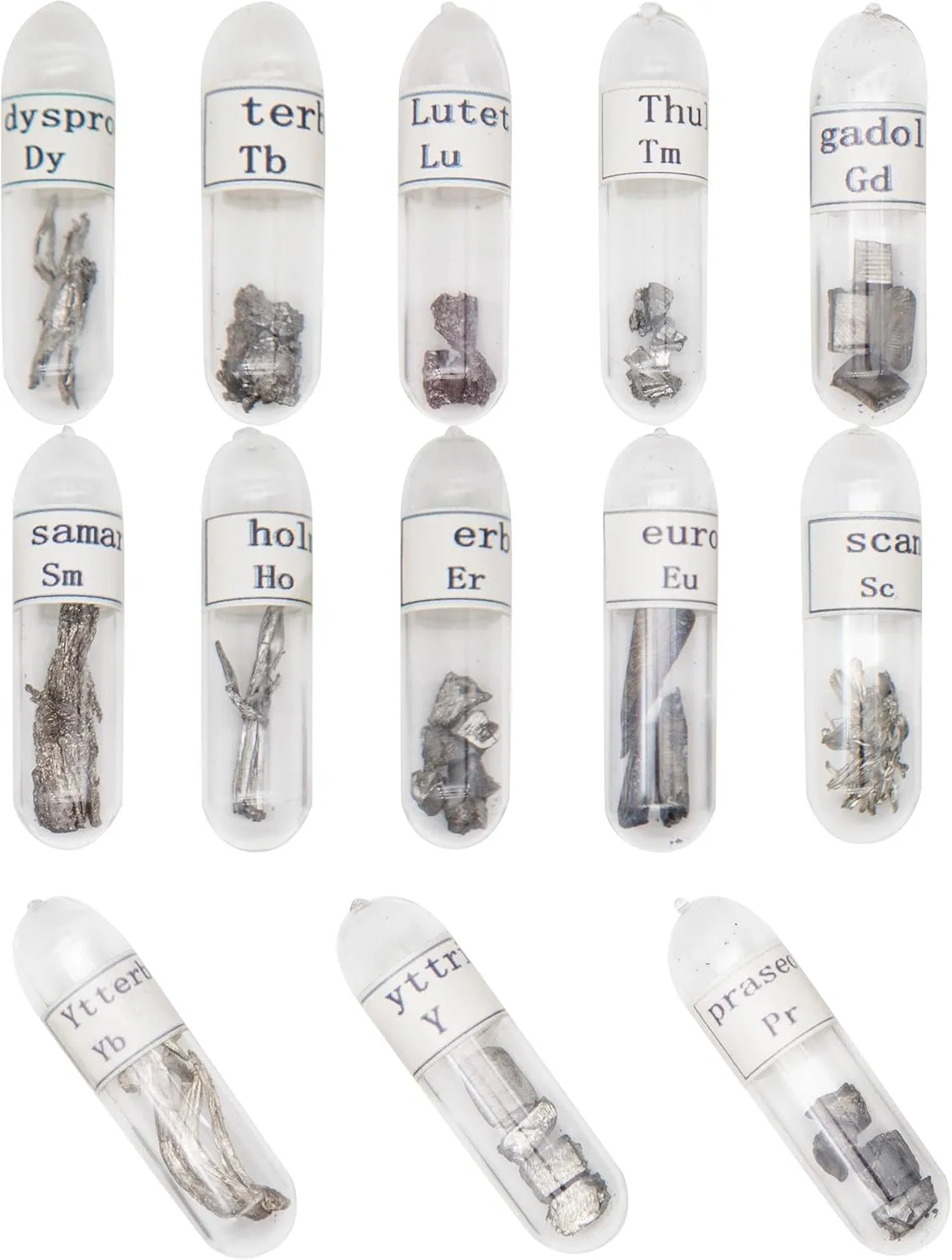 Rare Earths Elements Periodic Collection, 99.99% Purity, for Display Science, Students, Education, Teaching, Gift (Set of 13)
