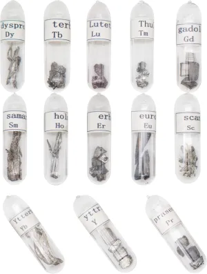 Rare Earths Elements Periodic Collection, 99.99% Purity, for Display Science, Students, Education, Teaching, Gift (Set of 13)
