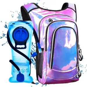 Rave Hydration Backpack, Festival Hydration Pack with 2L Water Bladder, Lightweight Water Backpack, Anti Theft Hydration Bag Hydropack for Music Festival Gear, Hiking, Running, Biking