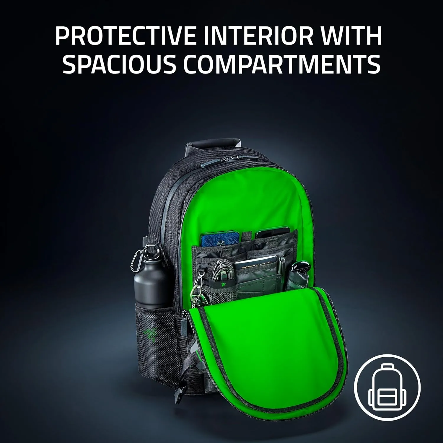 Razer Rogue v3 16" Gaming Laptop Backpack: Travel Carry On Computer Bag - Tear and Water Resistant - Mesh Side Pocket - Fits 16 inch Notebook - Black