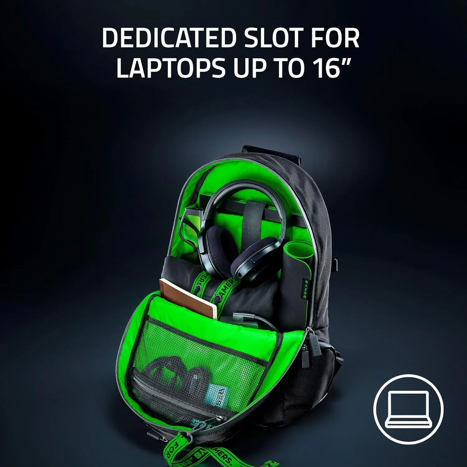 Razer Rogue v3 16" Gaming Laptop Backpack: Travel Carry On Computer Bag - Tear and Water Resistant - Mesh Side Pocket - Fits 16 inch Notebook - Chromatic