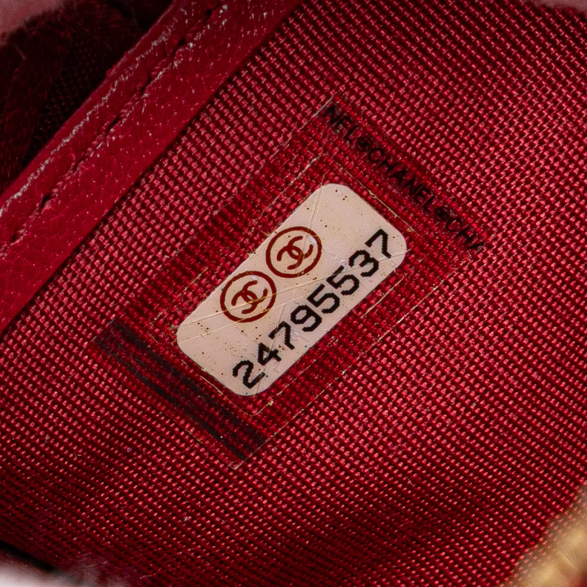 Red Chanel Chevron Sheepskin Mademoiselle Zip Around Wallet