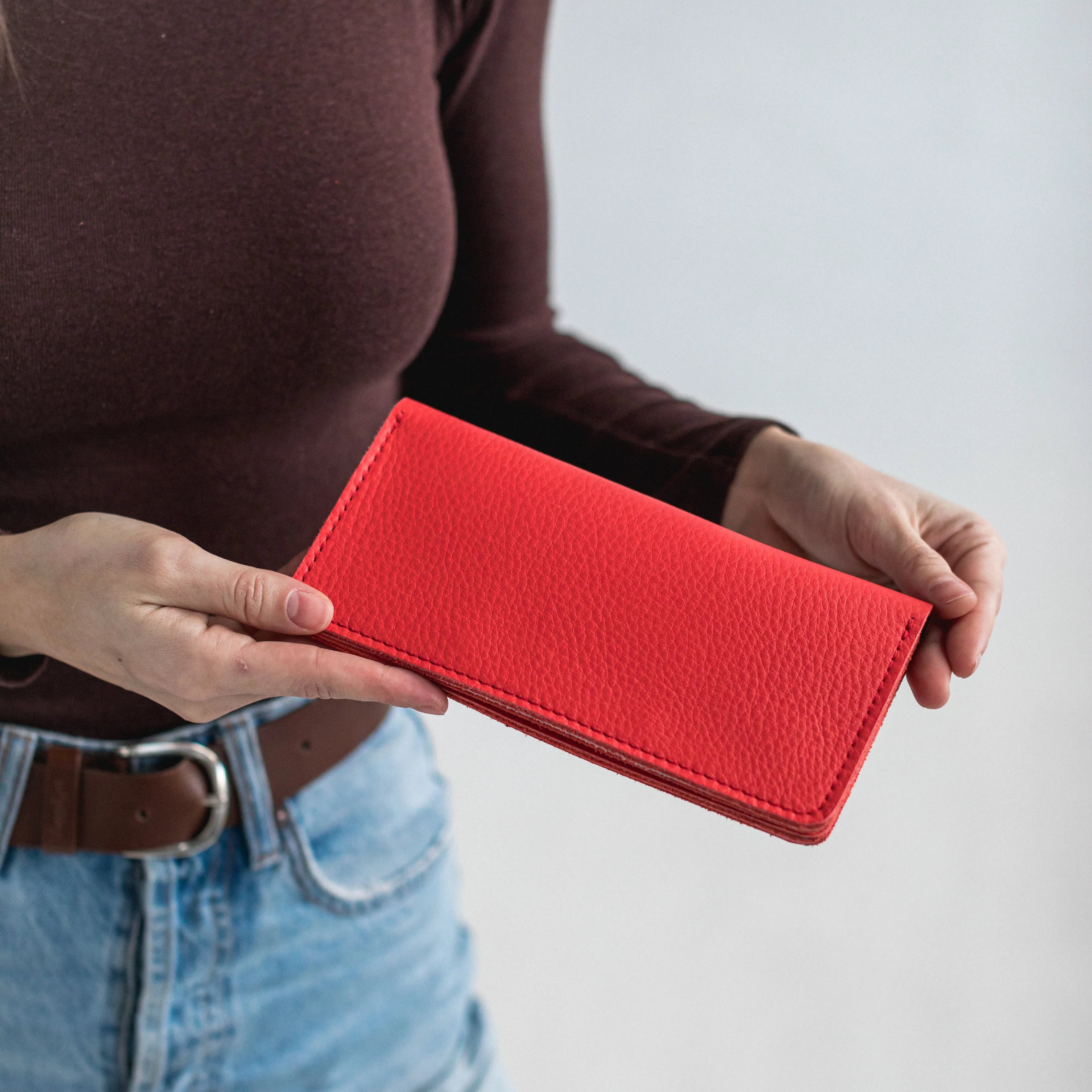Red\Black double face leather