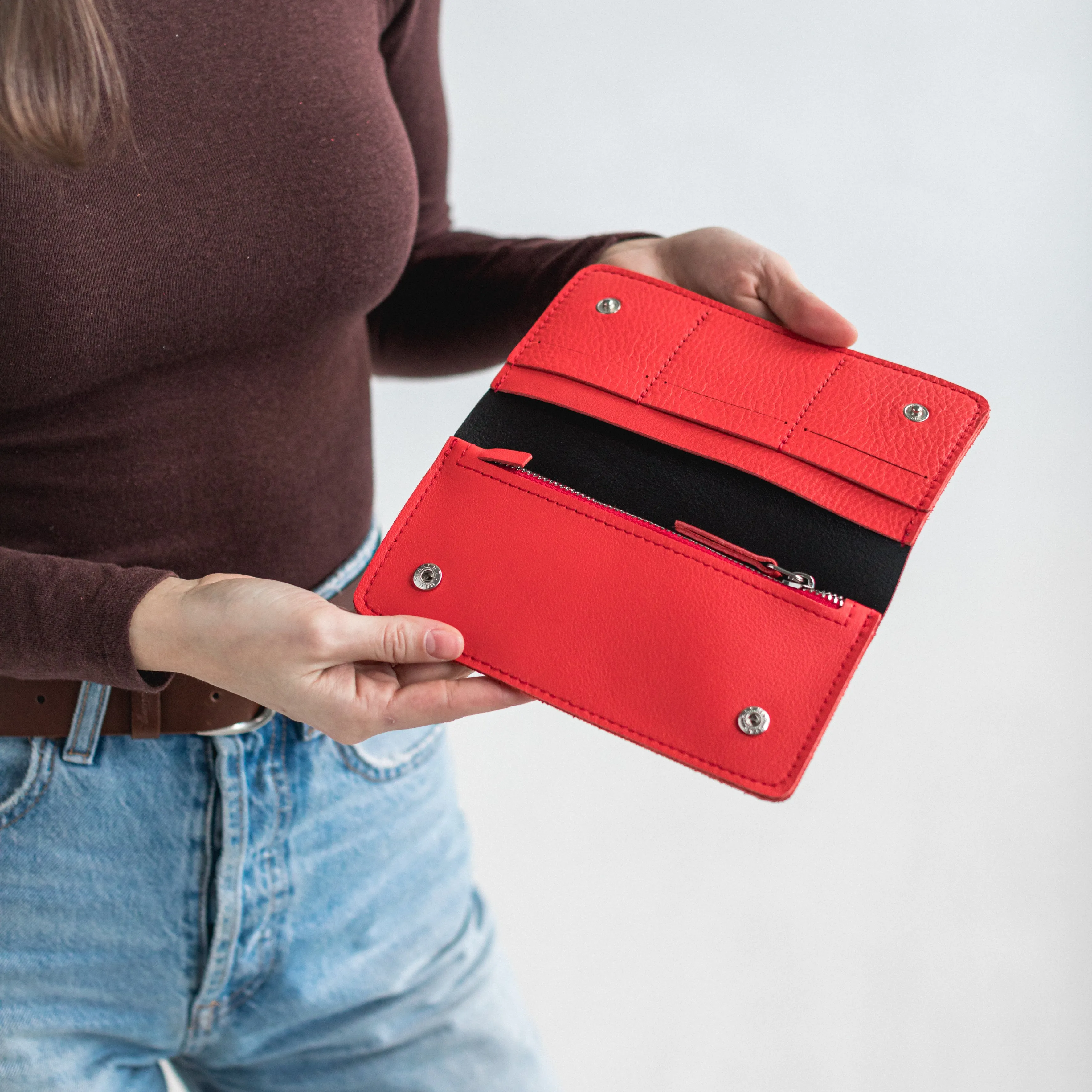 Red\Black double face leather