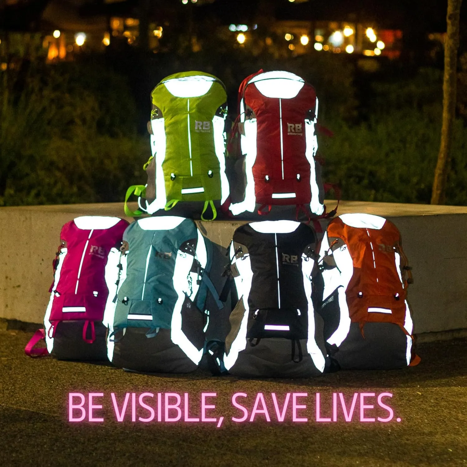Reflective Motorcycle Backpack 35L, Lightweight Water-Resistant Daypack with Laptop Pocket for Commuting, Biking, and Daily Use – Pink