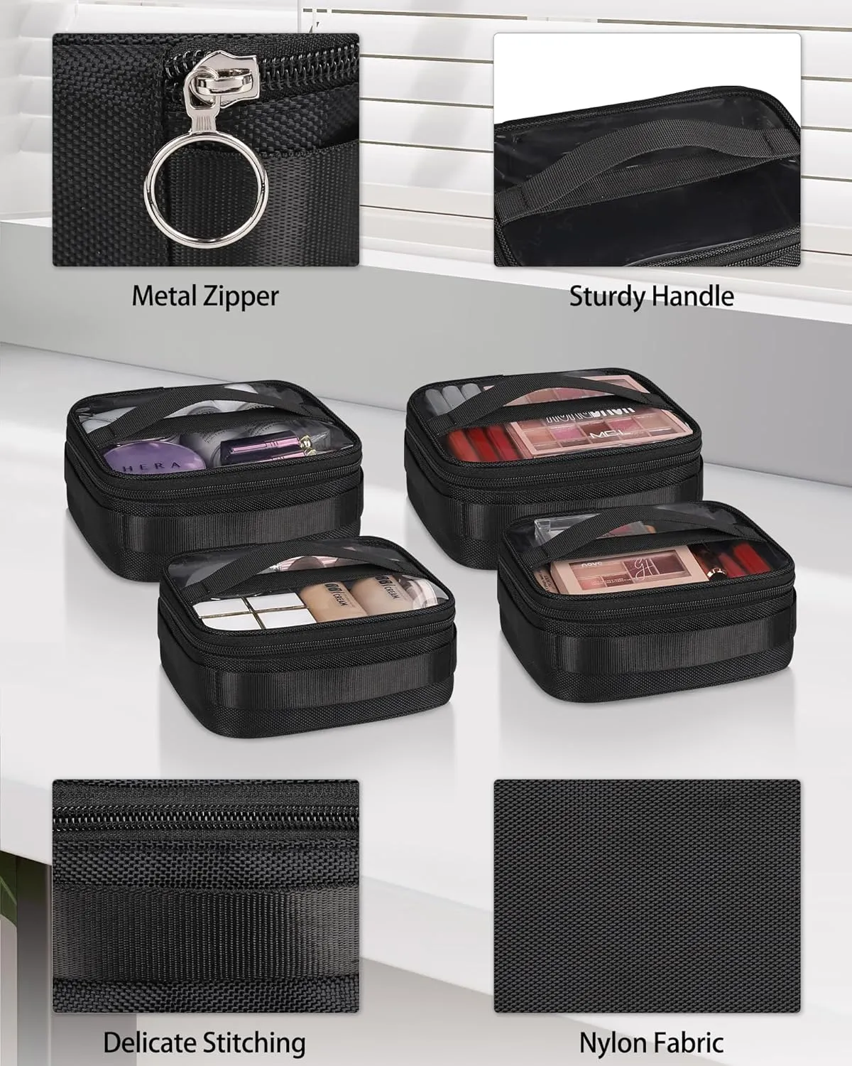 Relavel Rolling Makeup Case Backpack Travel Train Case Organizer with Big Wheels, Cosmetic Case with 4 pcs makeup bags