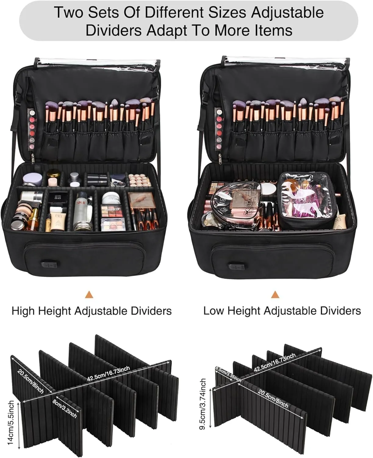 Relavel Rolling Makeup Case Backpack Travel Train Case Organizer with Big Wheels, Cosmetic Case with 4 pcs makeup bags