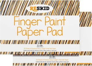 Reskid Large Finger Paint Paper Pad (12 x 18 inches) - 50 Sheets, 2-Pack - Kids Art Supplies, Fingerpaint Paper for Toddlers and Kids, Paint Pad for Kids, Kids Art Paper (12x18 (2PACK))