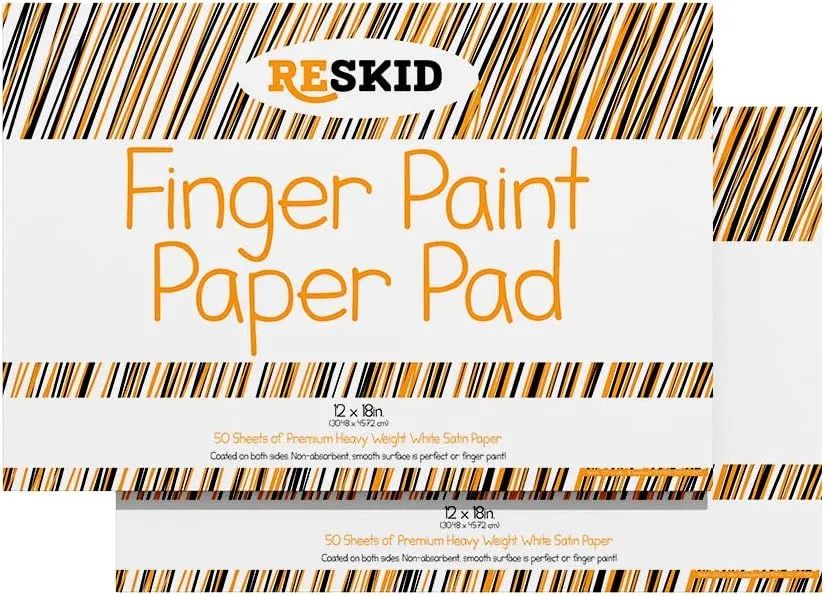Reskid Large Finger Paint Paper Pad (12 x 18 inches) - 50 Sheets, 2-Pack - Kids Art Supplies, Fingerpaint Paper for Toddlers and Kids, Paint Pad for Kids, Kids Art Paper (12x18 (2PACK))