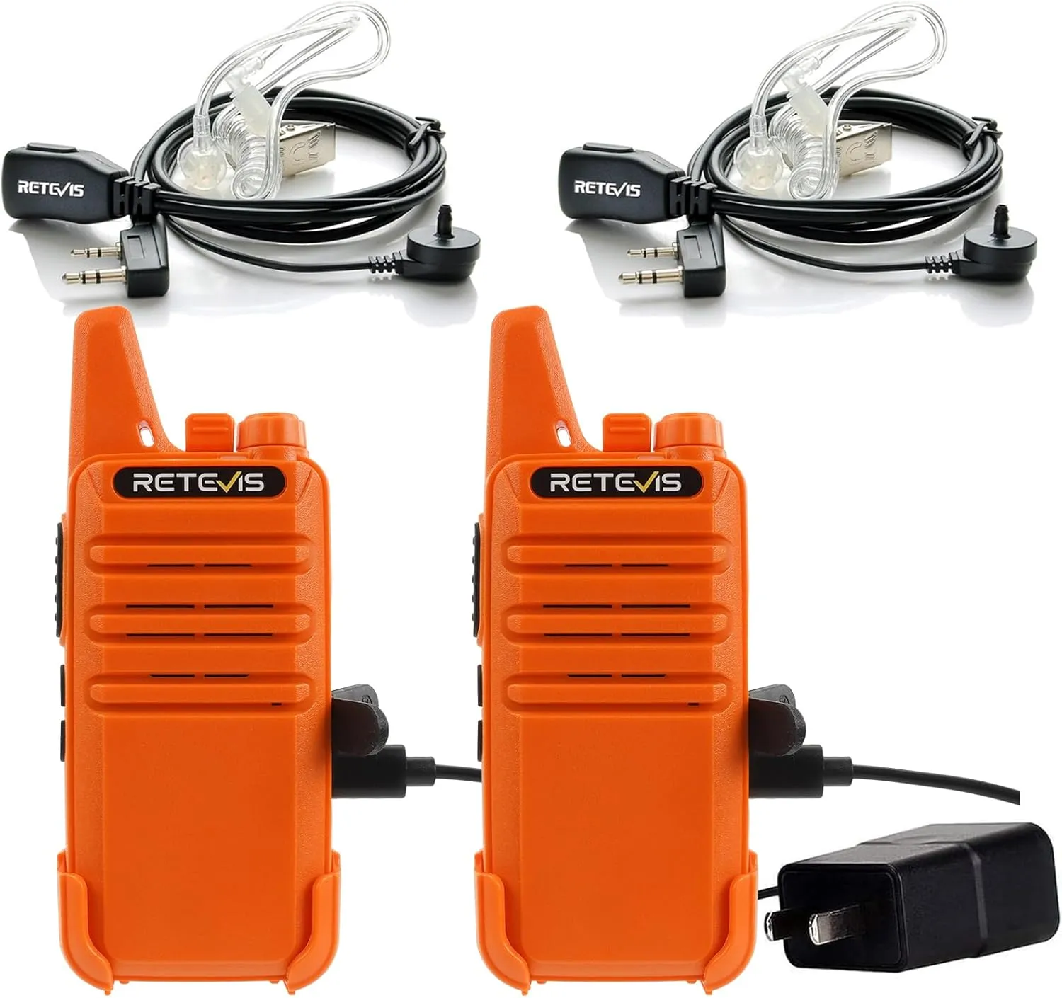 Retevis RT22 Two Way Radio, Long Range Walkie Talkies for Adults, Rechargeable Mini Two-Way Radios with Earpiece, VOX Handsfree, for Family Outdoor Camping Hiking Trip(Orange)