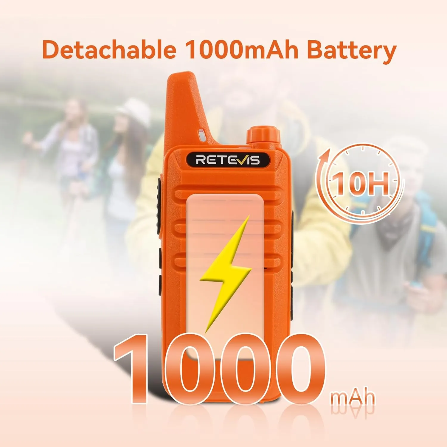 Retevis RT22 Two Way Radio, Long Range Walkie Talkies for Adults, Rechargeable Mini Two-Way Radios with Earpiece, VOX Handsfree, for Family Outdoor Camping Hiking Trip(Orange)