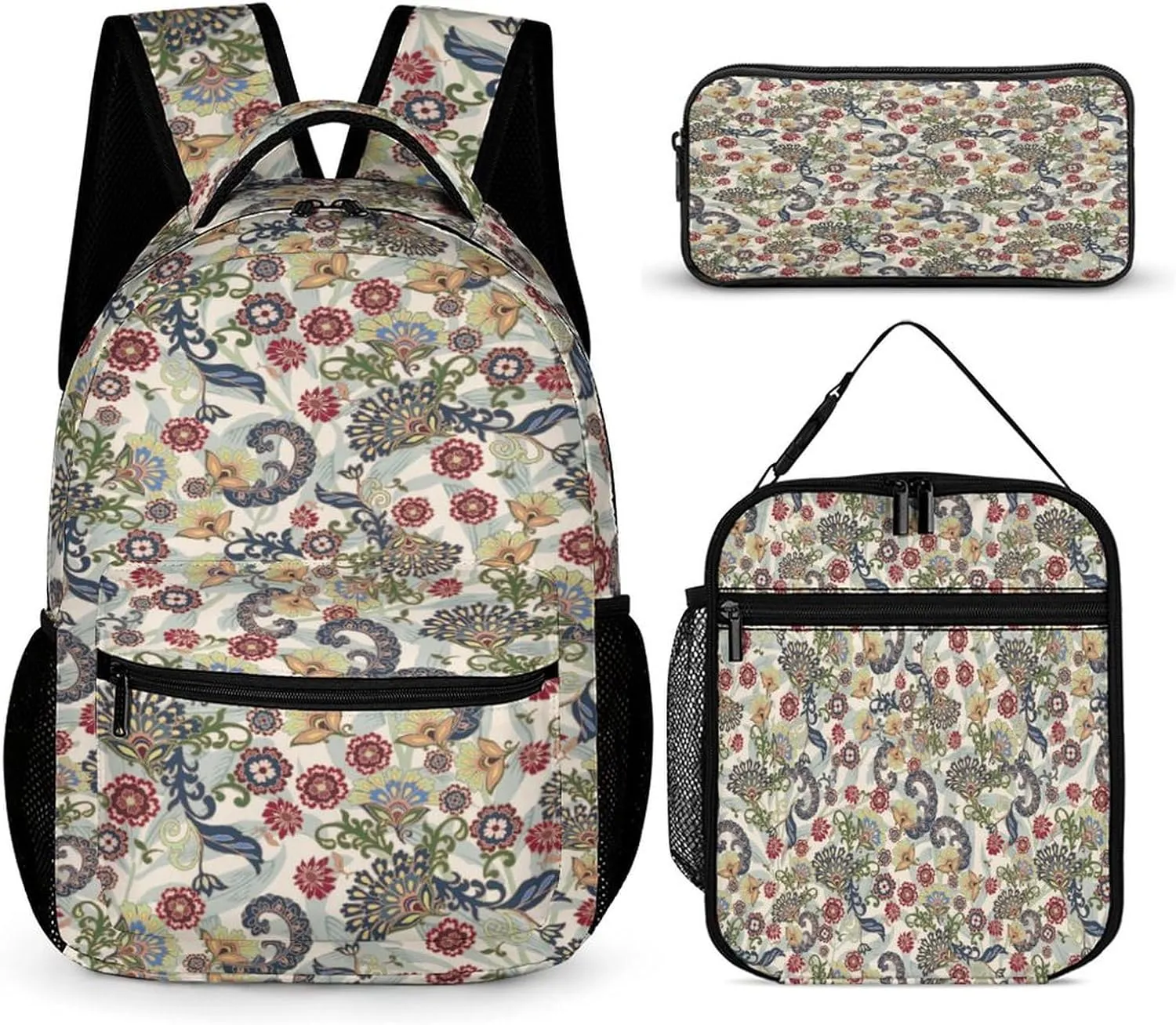Retro William Morris Art Bags Set Backpack For Work Hiking Lunch Bag Travel Unisex Bags