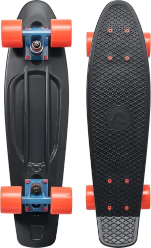 Retrospec Quip Mini Cruiser Skateboard 22.5" Classic Retro Plastic Cruiser Complete Skateboard with ABEC 7 Bearings and PU Wheels Compact Board w/Grippy, Molded Waffle Deck