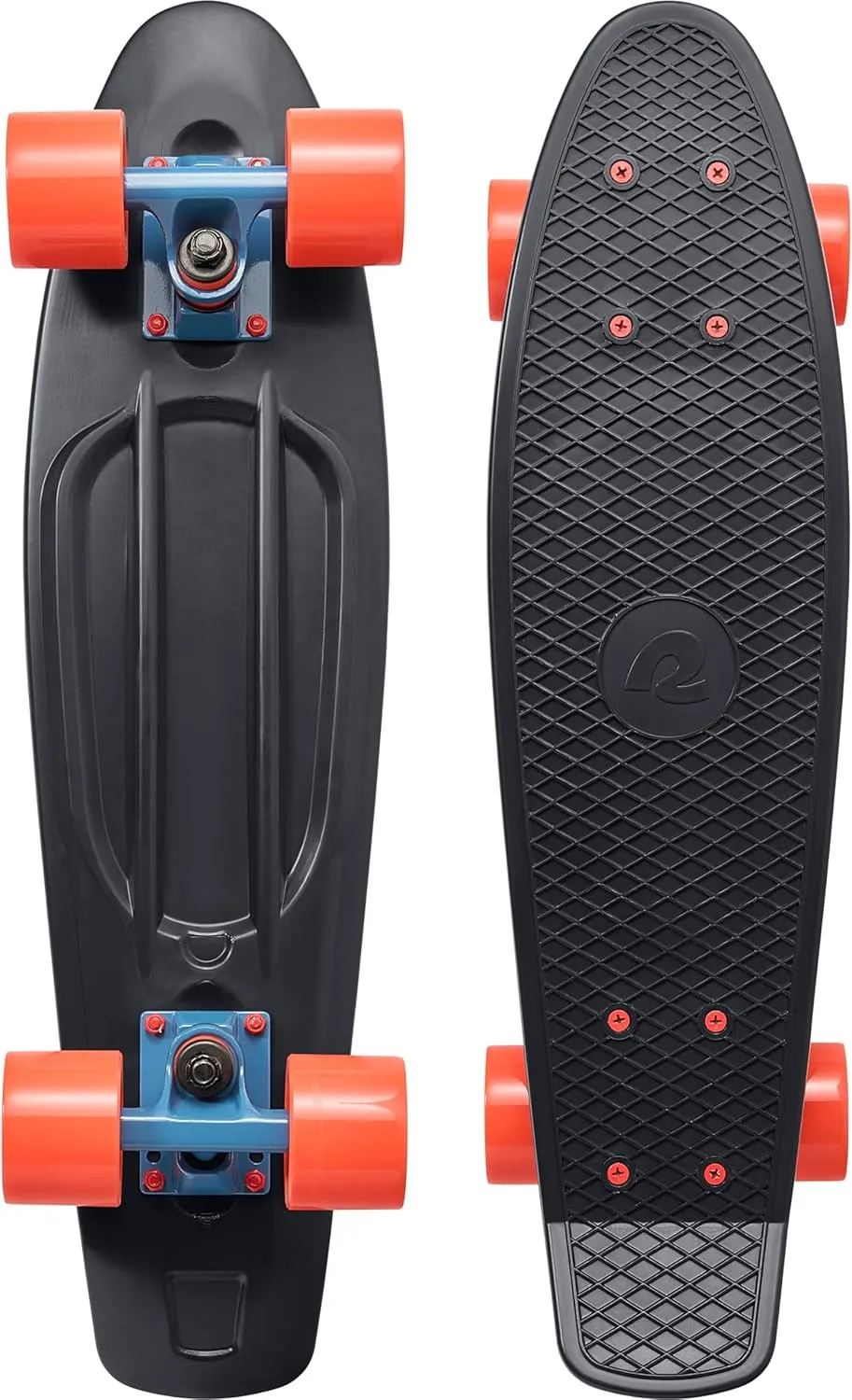 Retrospec Quip Mini Cruiser Skateboard 22.5" Classic Retro Plastic Cruiser Complete Skateboard with ABEC 7 Bearings and PU Wheels Compact Board w/Grippy, Molded Waffle Deck