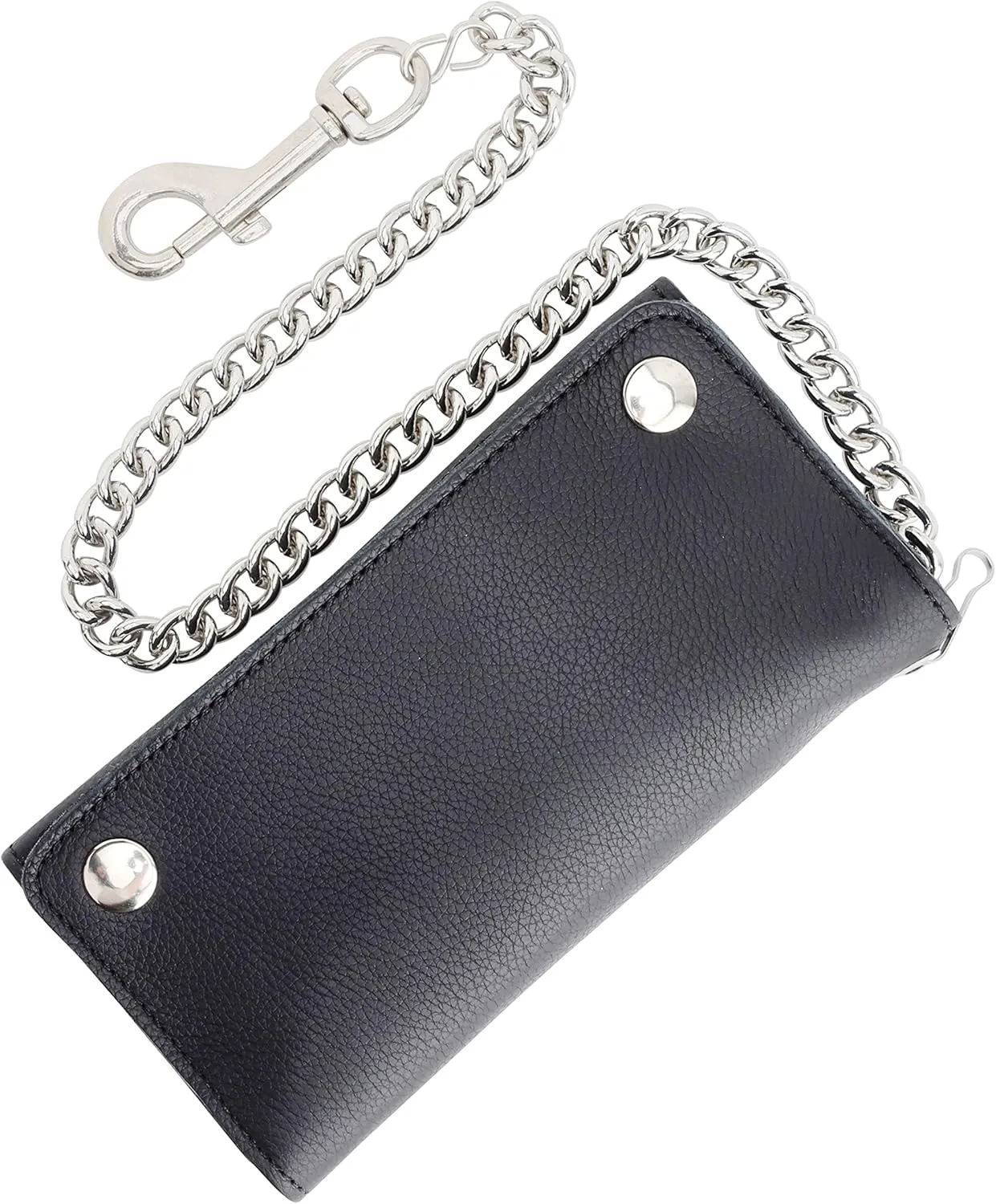 RFID Blocking Men's Tri-fold Vintage Long Style cow Leather With Chain card holder Wallet,MADE IN USA