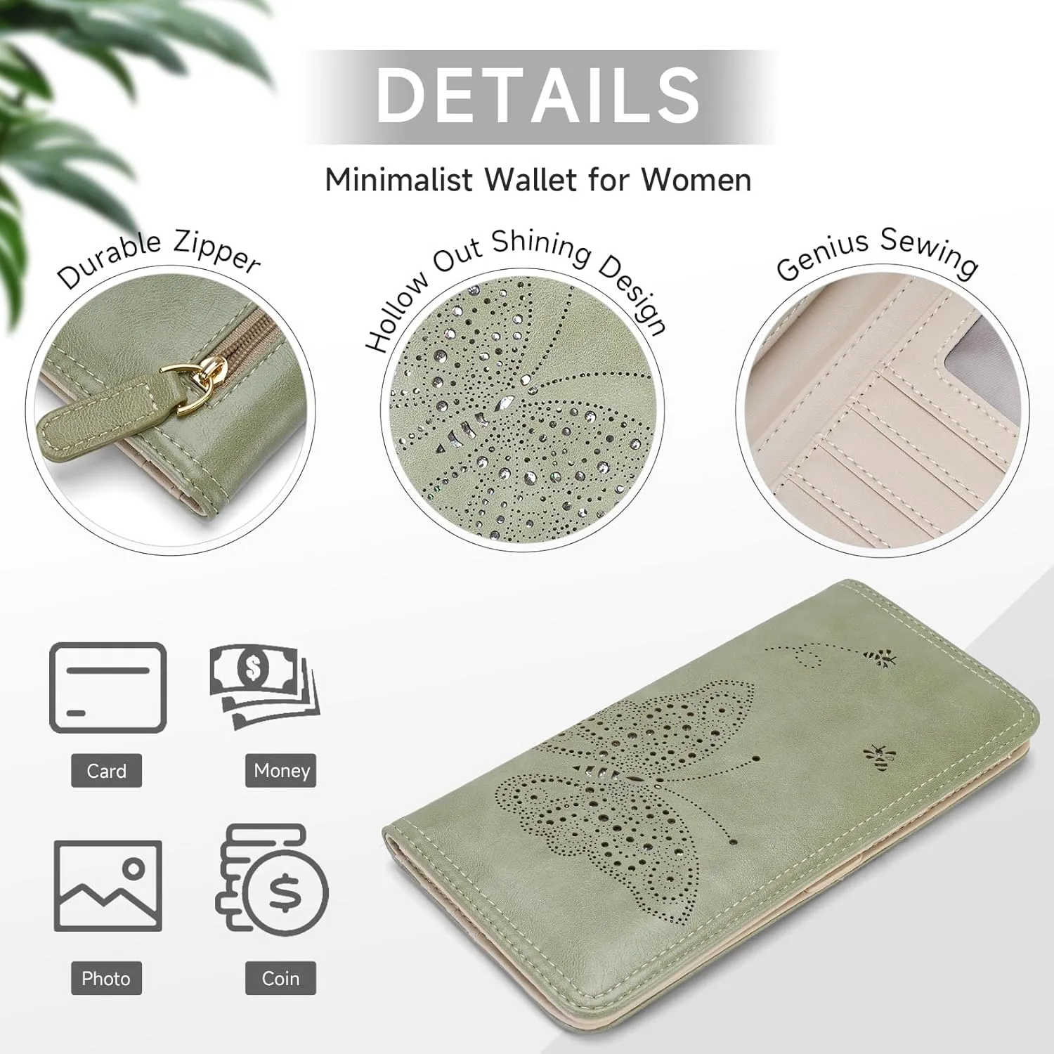 RFID Wallet Women Ultra Slim Thin Womens Wallet Compact Clutch Long Ladies Wallet for Women GREEN