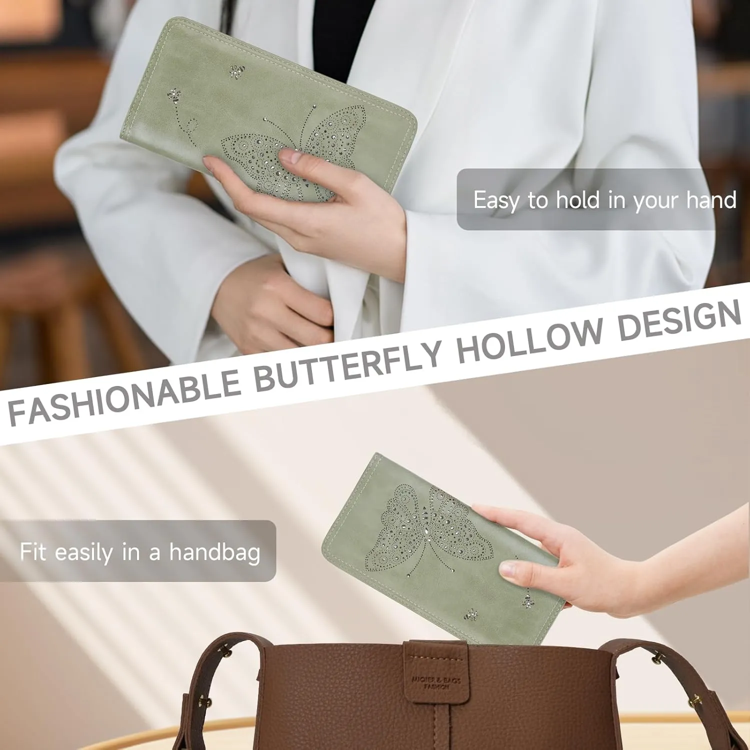 RFID Wallet Women Ultra Slim Thin Womens Wallet Compact Clutch Long Ladies Wallet for Women GREEN