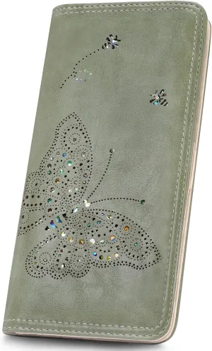 RFID Wallet Women Ultra Slim Thin Womens Wallet Compact Clutch Long Ladies Wallet for Women GREEN