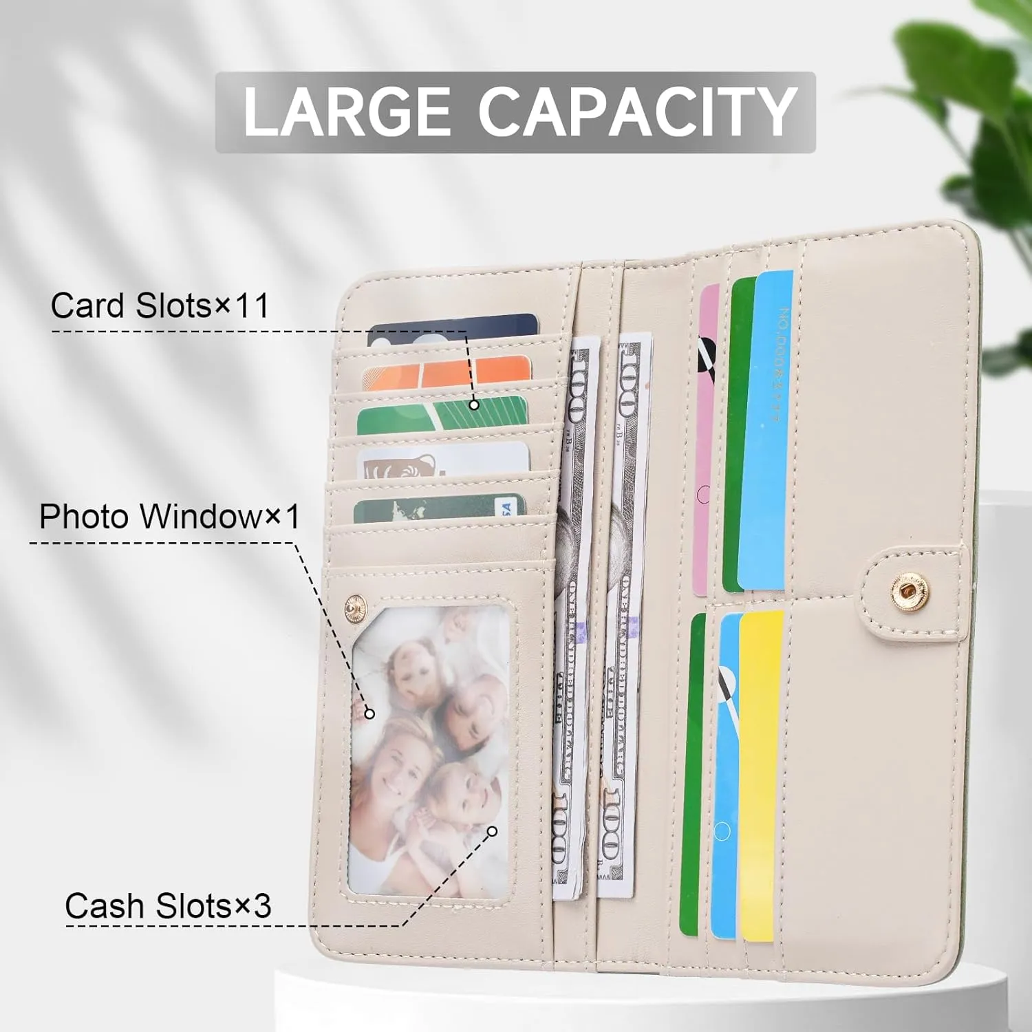 RFID Wallet Women Ultra Slim Thin Womens Wallet Compact Clutch Long Ladies Wallet for Women GREEN