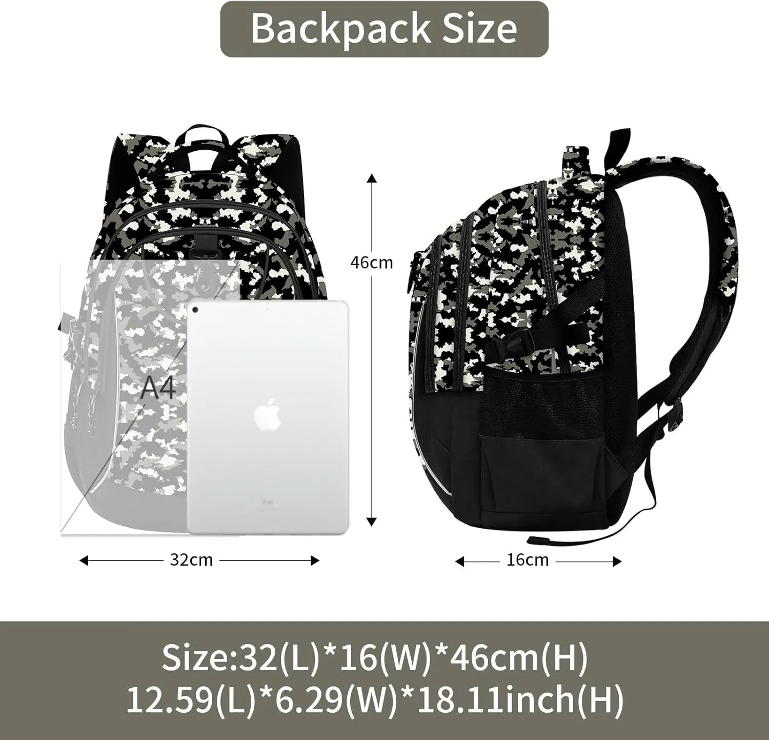 rickyh style School Backpack Travel Bag for Men & Women Lightweight College Back Pack with Laptop Compartmen
